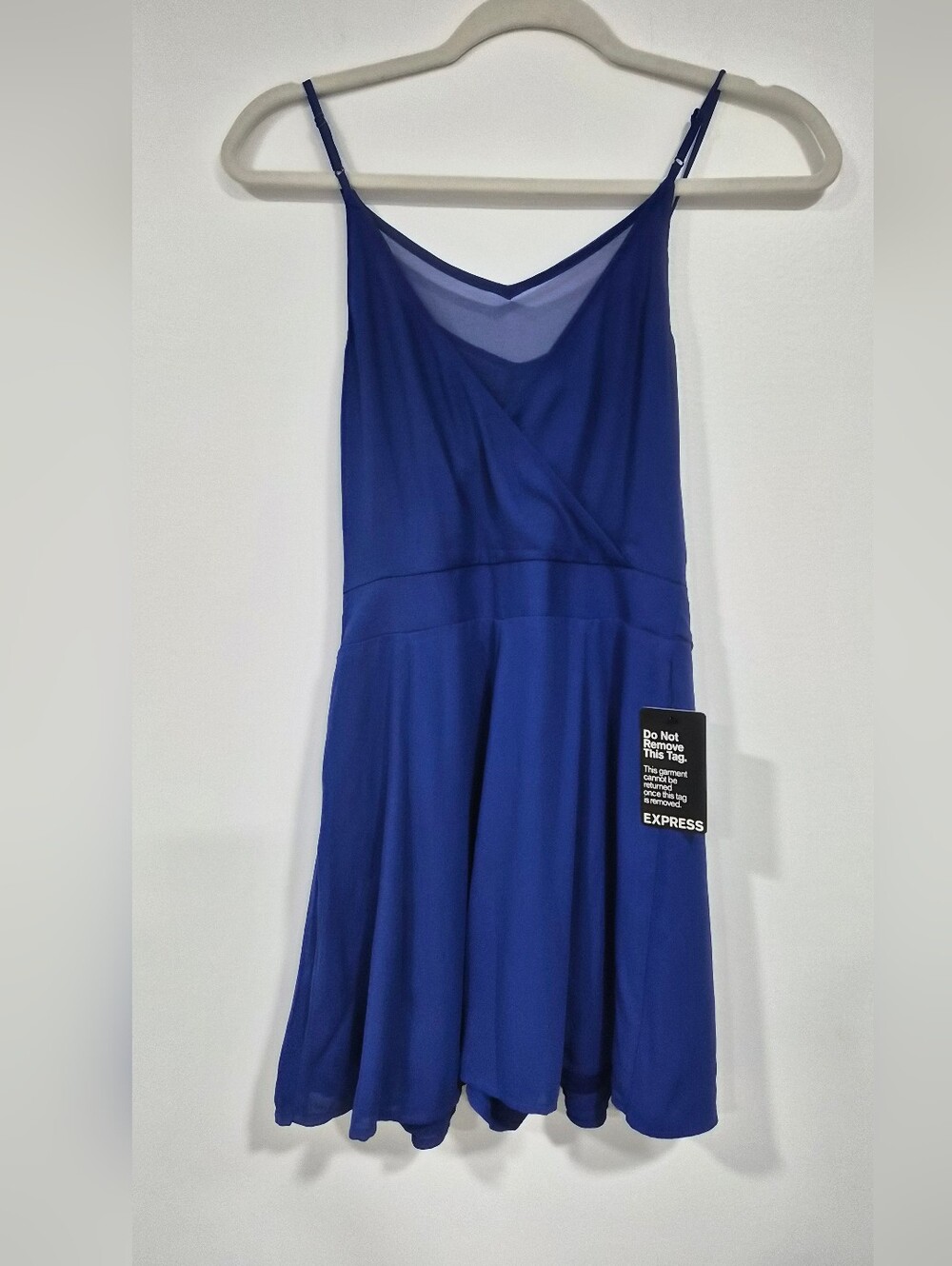 Express Royal Blue Sleeveless Wrap Mini Romper with Tie Waist - Size 0 - NWT